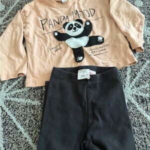 Zara Kids Panda Mood Matching Set - Peach and Black